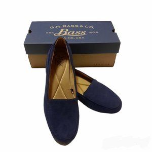 G.H. Bass & Co. Women's Nicki Navy Suede Flat Shoes Loafers Slip On Size 8 NEW